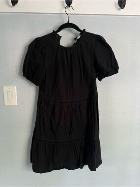 Free Assembly Black Puff-Sleeve Tiered Dress, sz XS